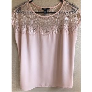 Pink sleeveless lace top, size small